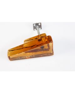 Knopf, eckig, bernstein, Beschläge, Glas, 7.5 cm, 4 cm