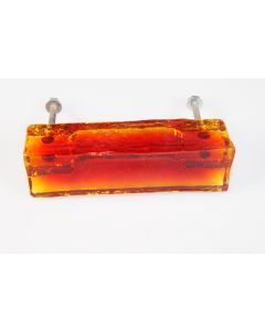 Knopf, rechteckig, bernstein, Beschläge, Glas, 3.5 cm, 11 cm