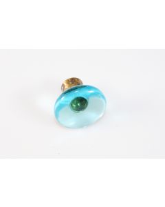 Knopf, rund, hellblau, Beschläge, Glas, 4 cm, 4 cm
