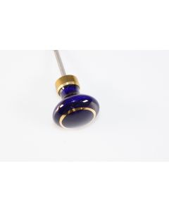 Knopf, rund, blau, Beschläge, Glas, 3.5 cm, 3.5 cm