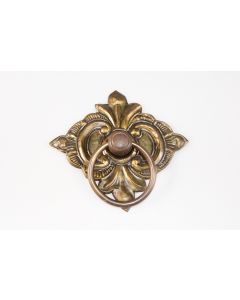 Griff, viereckig, patiniert, Beschläge, Messing, 11 cm, 11 cm