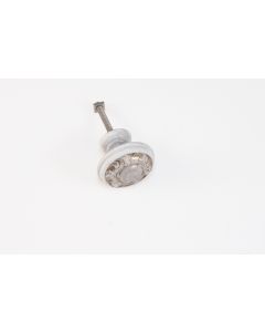 Knopf, rund, grau, Beschläge, Porzellan uni, Durchmesser 34mm