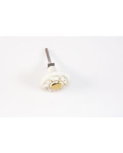 Knopf, rund, weiss, Beschläge, Porzellan, 3.5 cm, 3.5 cm