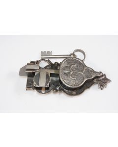 Offenes Schloss mit einfachem Riegel, links, Beschläge, Eisen, 90mm, 205mm, Dornmass 40mm