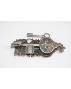 Offenes Schloss mit einfachem Riegel, links, Beschläge, Eisen, 90mm, 235mm, Dornmass 70mm