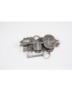 Offenes Schloss mit Doppelriegel, links, Beschläge, Eisen, 90mm, 175mm, Dornmass 65mm