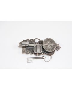 Offenes Schloss mit Doppelriegel, links, Beschläge, Eisen, 90mm, 180mm, Dornmass 70mm