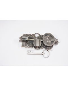 Offenes Schloss mit Doppelriegel, links, Beschläge, Eisen, 90mm, 180mm, Dornmass 75mm