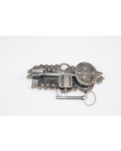 Offenes Schloss mit Doppelriegel, links, Beschläge, Eisen, 90mm, 200mm, Dornmass 90mm