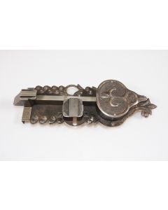 Offenes Schloss mit einfachem Riegel, links, Beschläge, Eisen, 90mm, 255mm, Dornmass 100mm