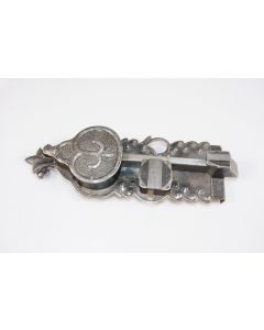 Offenes Schloss mit einfachem Riegel, rechts, Beschläge, Eisen, 90mm, 255mm, Dornmass 90mm