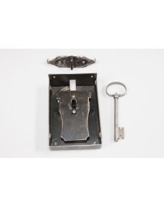 Truhenschloss, Beschläge, Eisen, 115mm, 80mm, Dornmass 50mm