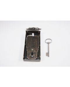 Truhenschloss, Beschläge, Eisen, 155mm, 80mm, Dornmass 130mm