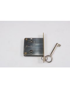 Einsteckschloss beidseits, Beschläge, Eisen, Stulp L 90mm B 13mm, Kasten L 55mm B 54mm, Dornmass 35mm