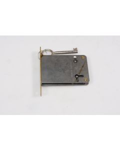 Einsteckschloss beidseits, Beschläge, Eisen, Stulp L 90mm B 13mm, Kasten L 78mm B 55mm, Dornmass 60mm