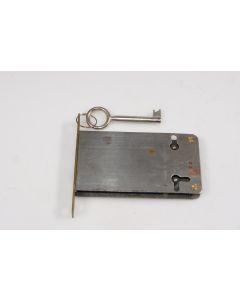 Einsteckschloss beidseits, Beschläge, Eisen, Stulp L 90mm B 13mm, Kasten L 100mm B 55mm, Dornmass 80mm