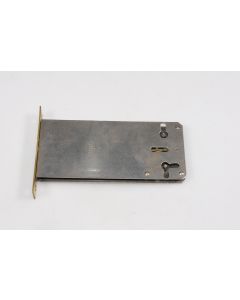 Einsteckschloss beidseits, mit Schlüssel, Beschläge, Eisen, Stulp L 84mm B 13mm, Kasten L 120mm B 55mm, Dornmass 105mm