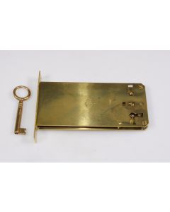 Einsteckschloss beidseits, Beschläge, Eisen, Stulp L 90mm B 15mm, Kasten L 125mm B 60mm, Dornmass 110mm