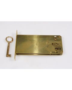 Einsteckschloss beidseits, Beschläge, Eisen, Stulp L 90mm B 15mm, Kasten L 135mm B 60mm, Dornmass 120mm