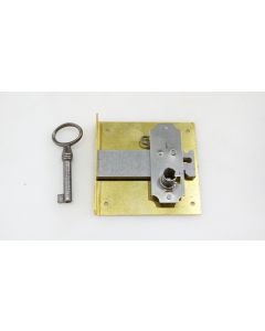 Einlassschloss, Beschläge, Messing, L 70mm B 70mm, Stulp L 70mm B 14mm, Dornmass 50mm