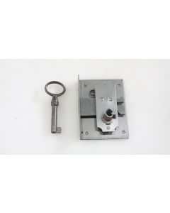 Einlassschloss, Beschläge, Eisen, L 70mm B 50mm, Stulp L 70mm B 14mm, Dornmass 30mm