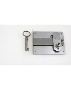 Einlassschloss, Beschläge, Eisen, L 90mm B 70mm, Stulp L 70mm B 14mm, Dornmass 70mm