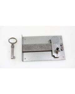 Einlassschloss, Beschläge, Eisen, L 110mm B 70mm, Stulp L 70mm B 14mm, Dornmass 90mm