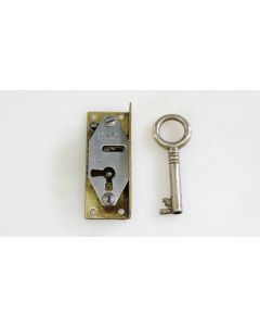 Einlassschloss links, Beschläge, Messing, L 52mm B 20mm, Stulp L 52mm B 10mm, Dornmass 10mm