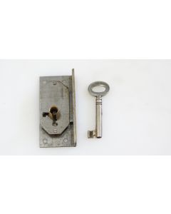 Einlassschloss links, Beschläge, Eisen, L 62mm B 30mm, Stulp L 62mm B 13mm, Dornmass 15mm