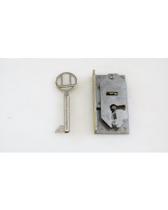 Einlassschloss rechts, Beschläge, Eisen, L 65mm B 35mm, Stulp L 65mm B 15mm, Dornmass 20mm