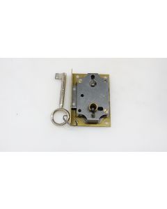 Einlassschloss, Beschläge, Messing, L 65mm B 45mm, Stulp L 65mm B 13mm, Dornmass 25mm
