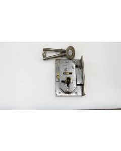 Einlassschloss links, Beschläge, Eisen, L 75mm B 52mm, Stulp L75mm B 18mm, Dornmass 30mm