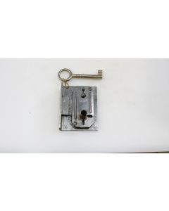 Einlassschloss, Beschläge, Eisen, L 65mm B 50mm, Stulp L 65mm B 14mm, Dornmass 30mm