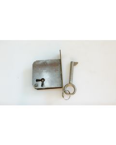 Einsteckschloss links, Beschläge, Eisen, Stulp L 87mm B 17mm, Kasten L 53mm B 53m, Dornmass 35mm