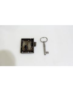 Schnappriegelschloss links, mit passendem Schlüssel, Historische Schlösser und Bänder, Eisen, 55mm, 45mm uni, Dornmass 30mm