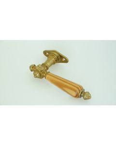 Halbolive, Griffhülse wählbar, Tür und Fensterbeschläge, Messing, Holz Pinie, 134mm, 23mm uni