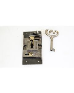 Einlassschloss Doppelriegel, Historische Schlösser und Bänder, Eisen, 95mm, 50mm uni, Dornmass 50mm