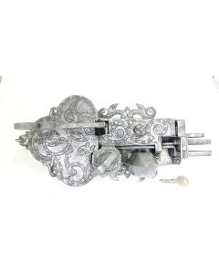 Türschloss Replikat mit Zylinderschloss, Historische Schlösser und Bänder, Eisen, 310mm, 155mm uni, Dornmass 80mm